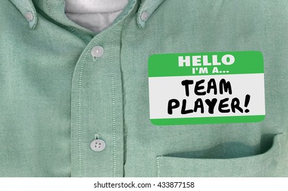 Hello I'm Team Player Name Tag Collaborate Work Together Words
