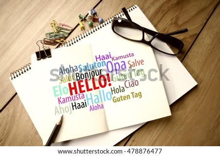 Hello word in different languages on notebook