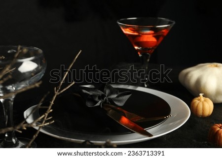 Helloween table setting, a Helloween holiday concept