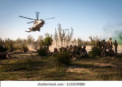 Helmand, Afghanistan, October 2010: Helicopter Landing Zone At British Military Base In Helmand, Afghanistan