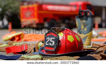 helmet for firefighters work safety concept. Stock foto © 