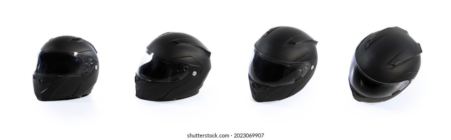 Helmet many angle from low to high. Isolated on white background. Real shot - Shutterstock ID 2023069907
