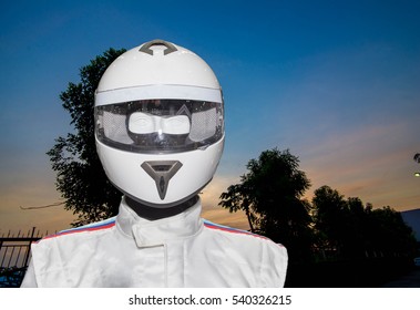 Helmet on the backdrop of a separate machine.
