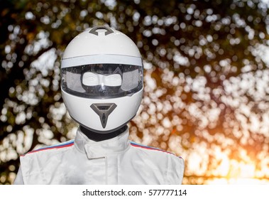 Helmet on the backdrop of a separate machine.