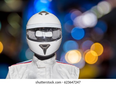 Helmet on the backdrop of a separate machine.