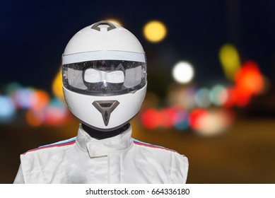 Helmet on the backdrop of a separate machine. a Bokeo background blurred.