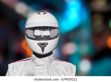 Helmet on the backdrop of a separate machine On the bokeh background