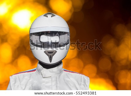 Helmet on the backdrop of a separate machine.