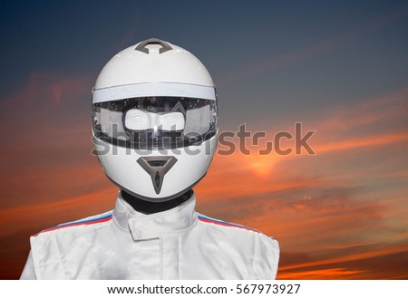 Helmet on the backdrop of a separate machine.