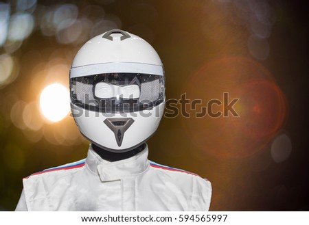Helmet on the backdrop of a separate machine.