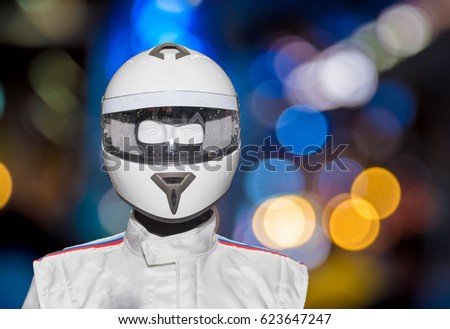 Helmet on the backdrop of a separate machine.