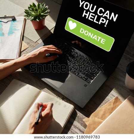 Help and donation button on device screen.