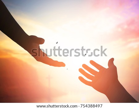 help hand on cross background
