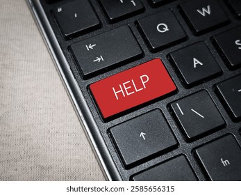 help key on the keyboard. help request concept.