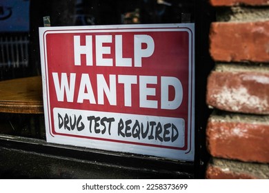 Help wanted drug request required sign - Shutterstock ID 2258373699