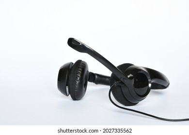 Helpdesk headset. headphones with mic isolated on white