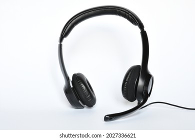 Helpdesk headset. headphones with mic isolated on white