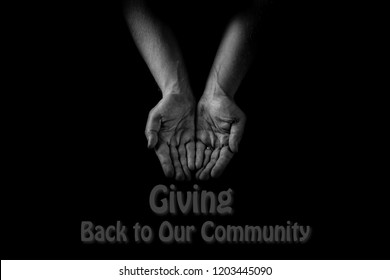 Helping Hand Concept, Man's Hands Palms Up, Giving Care And Support, Reaching Out, 