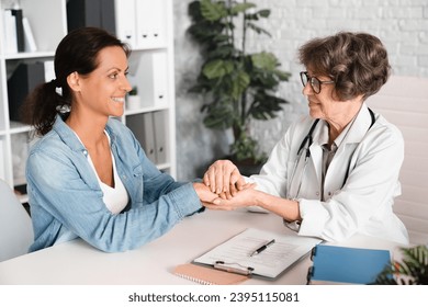Helping hand. Support and id, hope concept. Recuperation and treatment, healing after severe disease. Good news, test results and positive prognosis - Shutterstock ID 2395115081
