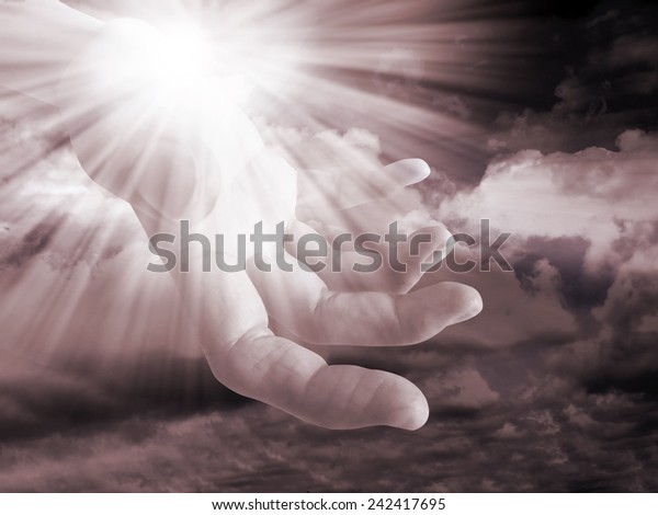 Helping Handhand Out Clouds Stock Photo (Edit Now) 242417695