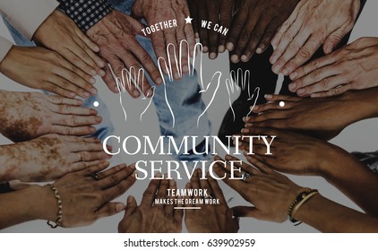 Helping Hands Volunteer Support Community Service Graphic