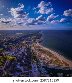 Helsingor Denmark coast of the Baltic ocean. Shot with a DJI Mavic air 2S drone. 