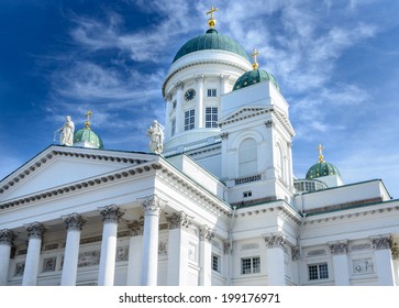 Helsinki Cathedral Cloudy Blue Sky