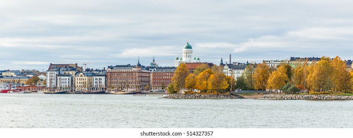 Helsinki City View From Sealine Front In Autumn