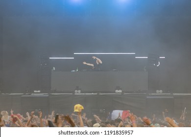 Helsinki / Finland - 08 18 2018: WKND Festival. Dutch DJ Hardwell Performing On Main Stage