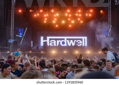 Helsinki / Finland - 08 18 2018: WKND Festival. Dutch DJ Hardwell Performing On Main Stage