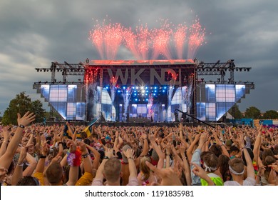 Helsinki / Finland - 08 18 2018: WKND Festival. Dutch DJ Hardwell Performing On Main Stage