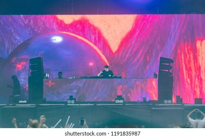 Helsinki / Finland - 08 18 2018: WKND Festival. Dutch DJ Hardwell Performing On Main Stage