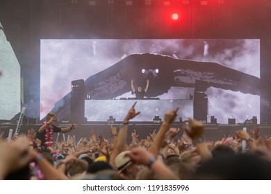 Helsinki / Finland - 08 18 2018: WKND Festival. Dutch DJ Hardwell Performing On Main Stage