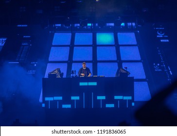 Helsinki / Finland - 08 18 2018: WKND Festival. French DJ David Guetta Performing On Main Stage.