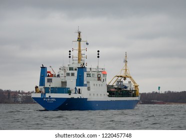 Helsinki / Finland 11 03 2018: Cable Laying Ship 