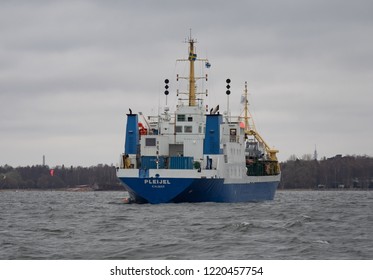 Helsinki / Finland 11 03 2018: Cable Laying Ship 