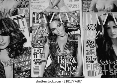 Helsinki, Finland - July 21, 2022: Vintage Magazine; Harper's Bazaar Is An American Monthly Women's Fashion Magazine; Beyoncé Cover