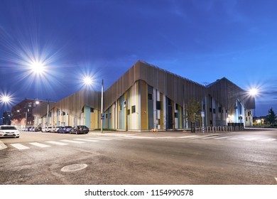 Helsinki, Finland - July 30, 2018: The Brand New School In Kalasatama Neighborhood. Modern Nordic Architecture.