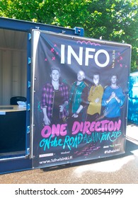 Helsinki, Finland - June 27, 2015: Before The One Direction - On The Road Again Tour 2015 Concert In Olympiastadion; Merch And Fans Near The Stadium; One Direction Or 1D Are An English-Irish Boy Band