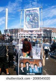 Helsinki, Finland - June 27, 2015: Before The One Direction - On The Road Again Tour 2015 Concert In Olympiastadion; Merch And Fans Near The Stadium; One Direction Or 1D Are An English-Irish Boy Band