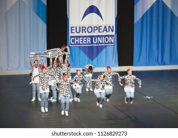 Helsinki, Finland - June 30, 2018: Team Made Over From Italy Performing At The ECU European Cheerleading Championships 2018 On Senior Hip Hop Cheer Dance Teams -gategory.
