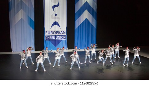 Helsinki, Finland - June 30, 2018: Team Made Over From Italy Performing At The ECU European Cheerleading Championships 2018 On Senior Hip Hop Cheer Dance Teams -gategory.
