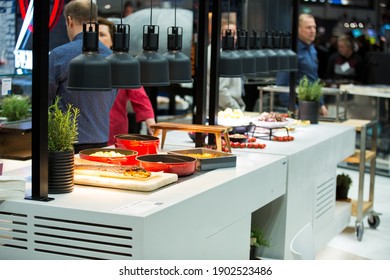 HELSINKI, FINLAND - MARCH 11, 2020: Display of professional kitchen equipment during the Show Gastro Helsinki - big trade fair for the hotel, restaurant and catering industry
