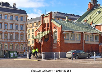 HELSINKI, FINLAND - MARCH 23, 2018: Oldest Market Hall Of Hietalahti In Spring