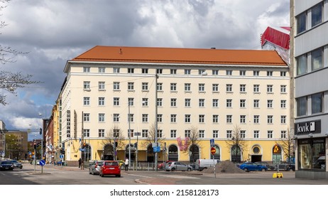 Helsinki, Finland - May 15th 2022: City Of Helsinki Is Mainly Built During Last Two Decades. Buildings Downtown Showcase The Building Style Of Their Era.