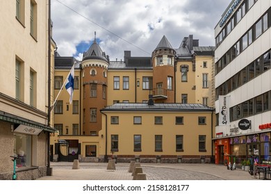 Helsinki, Finland - May 15th 2022: City Of Helsinki Is Mainly Built During Last Two Decades. Buildings Downtown Showcase The Building Style Of Their Era.