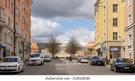 Helsinki, Finland - May 15th 2022: City Of Helsinki Is Mainly Built During Last Two Decades. Buildings Downtown Showcase The Building Style Of Their Era.