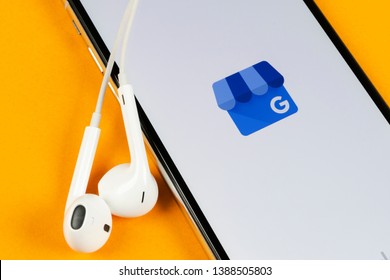 Helsinki, Finland, May 4, 2019: Google My Business Application Icon On Apple IPhone X Screen Close-up. Google My Business Icon. Google My Business Application. Social Media Network