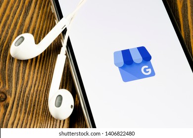 Helsinki, Finland, May 4, 2019: Google My Business Application Icon On Apple IPhone X Screen Close-up. Google My Business Icon. Google My Business Application. Social Media Network