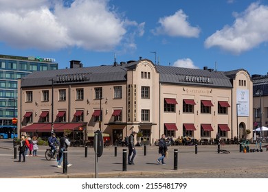 Helsinki, Finland - May 8th 2022: City Of Helsinki Is Mainly Built During Last Two Decades. Buildings Downtown Showcase The Building Style Of Their Era.